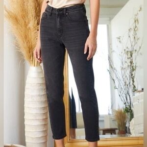 Kancan 5/26 Washed Black High Rise Mom‎ Jeans Tapered Straight